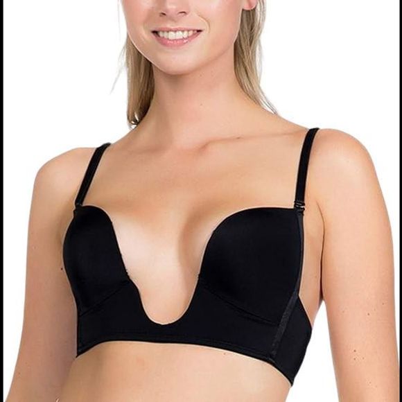 Magic BodyFashion Women's U Plunge Underwire Deep Cleavage Bra Black - - Picture 1 of 1